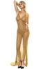 European & American Black Mesh See-Through Long Dress Lingerie Set: Low-Cut Spaghetti Strap Nightgown