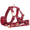 Rose Red Plaid Snowflake Christmas Dog Collar & Leash Set - British Style