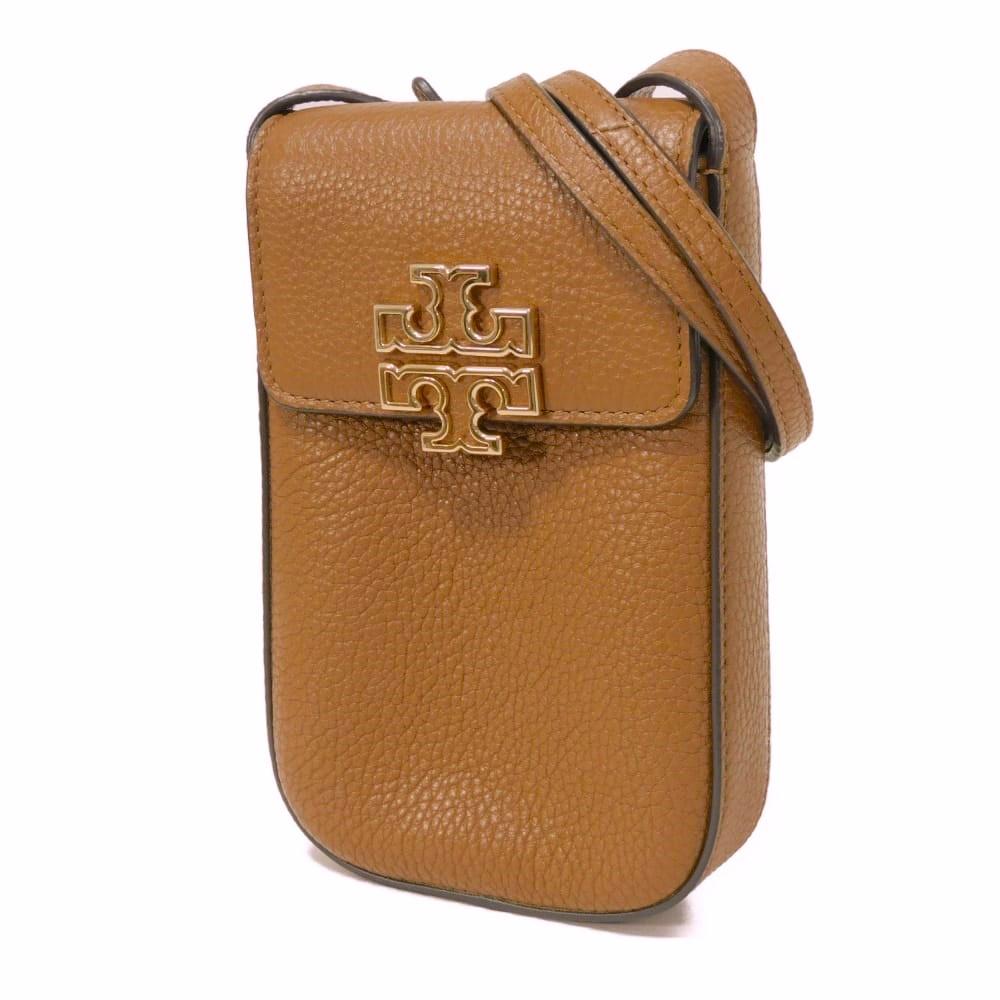 Used Britten Phone Crossbody Case (10833) 151007 7921, Pebbled Brown, Pochette, Smartphone Case with Double T Logo