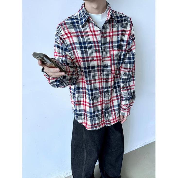 Camisa de manga larga a cuadros 2024, estilo japonés de Hong Kong, camisa holgada, abrigo informal versátil de moda de verano para niños