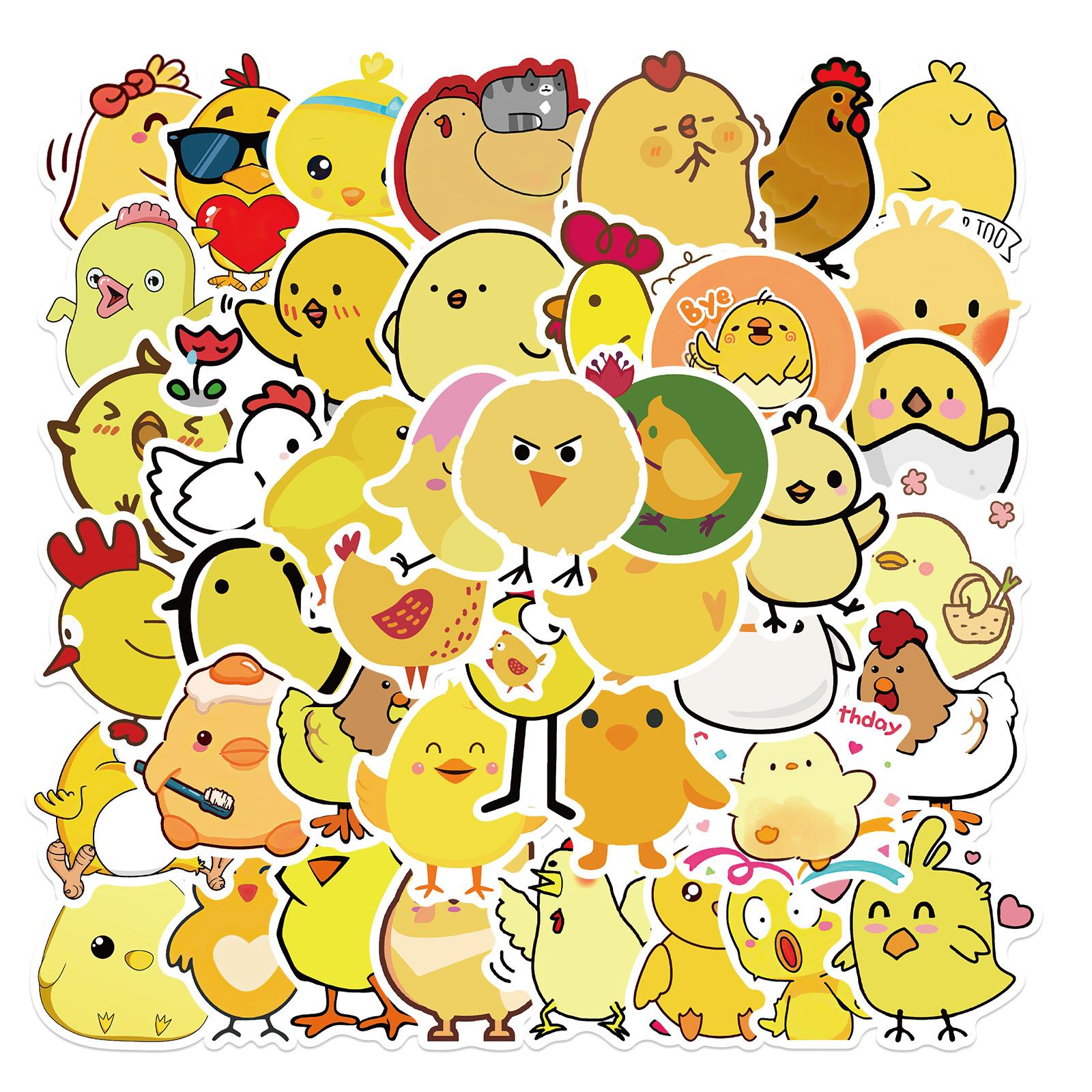 

500 Cartoon Cute Animal Shark Small Yellow Chicken Sticker Decorative Suitcase Notebook Waterproof and Removable Without Repeating