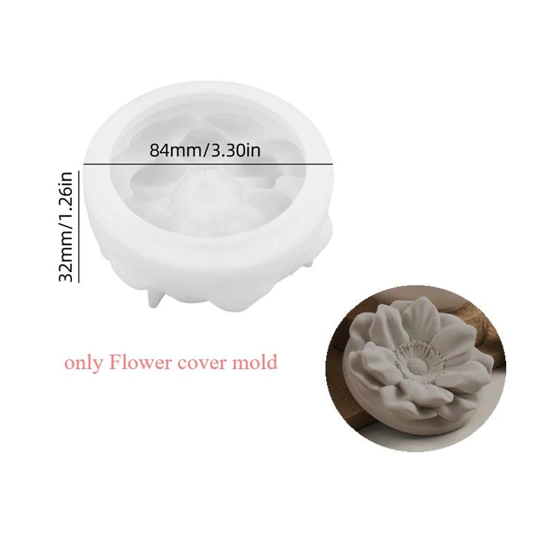 

3D Rose Flower Candle Jar Silicone Mold with Lid Peony Jewelry Storage Box Crafts Making Plaster Resin Casting Molds Home Decor