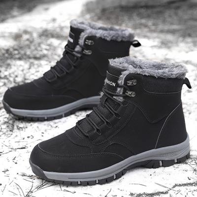 Sapatos masculinos Botas de neve Plataforma feminina Tênis plus size Moda Sapatos casuais à prova d'água Inverno Pele Botas quentes de tornozelo Tamanho grande