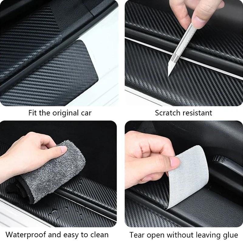 Carbon Fiber Car Threshold Protective Sticker Door Sill Decal for Mitsubishi Outlander L200 ASX Lancer 9 10 Mirage Pajero Mirage