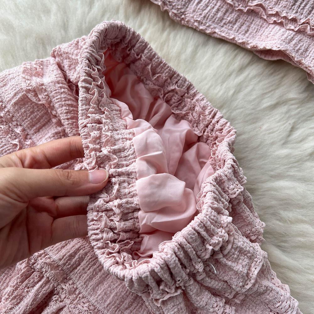 Korean Style Sweet Lace Skirt Two Piece Set Women Summer V-neck Tank Top A-line Long Skirts Beach Outfits