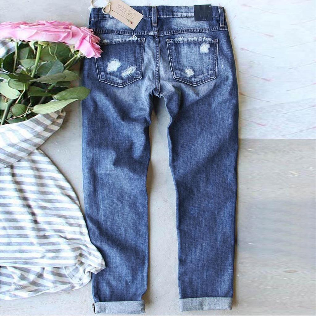 Damskie europejskie i amerykańskie wąskie dżinsy z nadrukiem