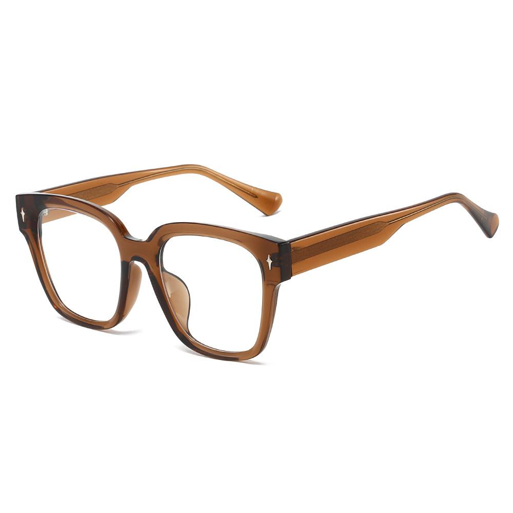 Latest Retro Large Frame Leopard Square Anti Blue Ray Eyeglasses Ins Stylish Rice Nail Design Unisex Design Casual High Quality Eyeglasses