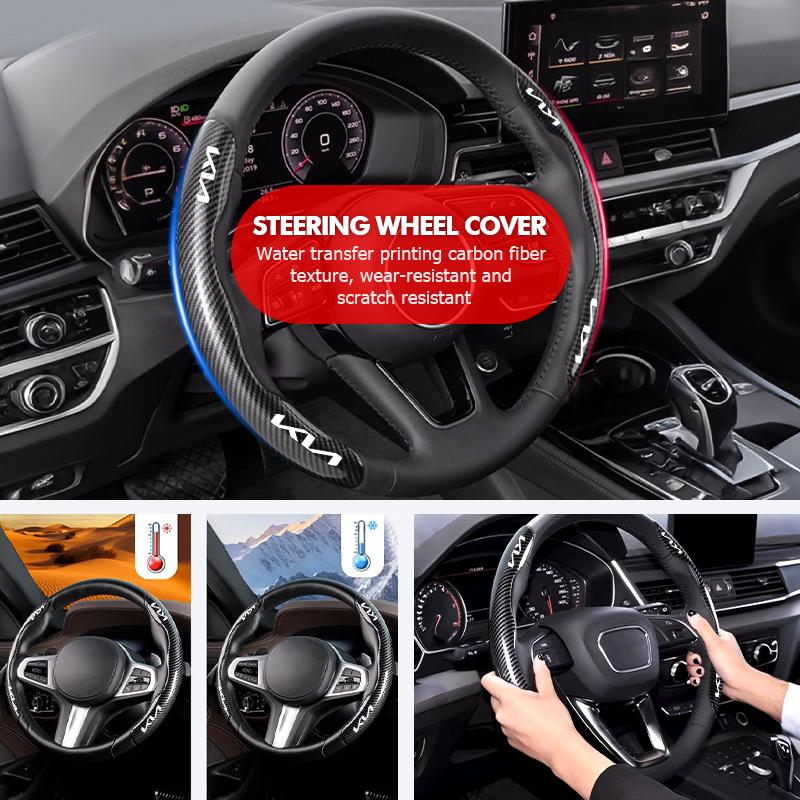 BBED7 Pour Voiture KIA Couvercle de Volant en Fibre de Carbone Antidérapant Couvercles de Volant de Voiture Rio K5 K2 Sportage Ceed Sorento Picanto
