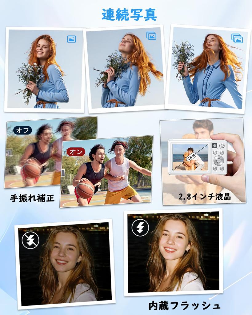 CAMKORY 4K Digital Camera New Model AF 48MP 16x Zoom Dual Lens Selfie Compact Webcam Vlog Camera Lightweight 32GB Card Included Japanese Instruction