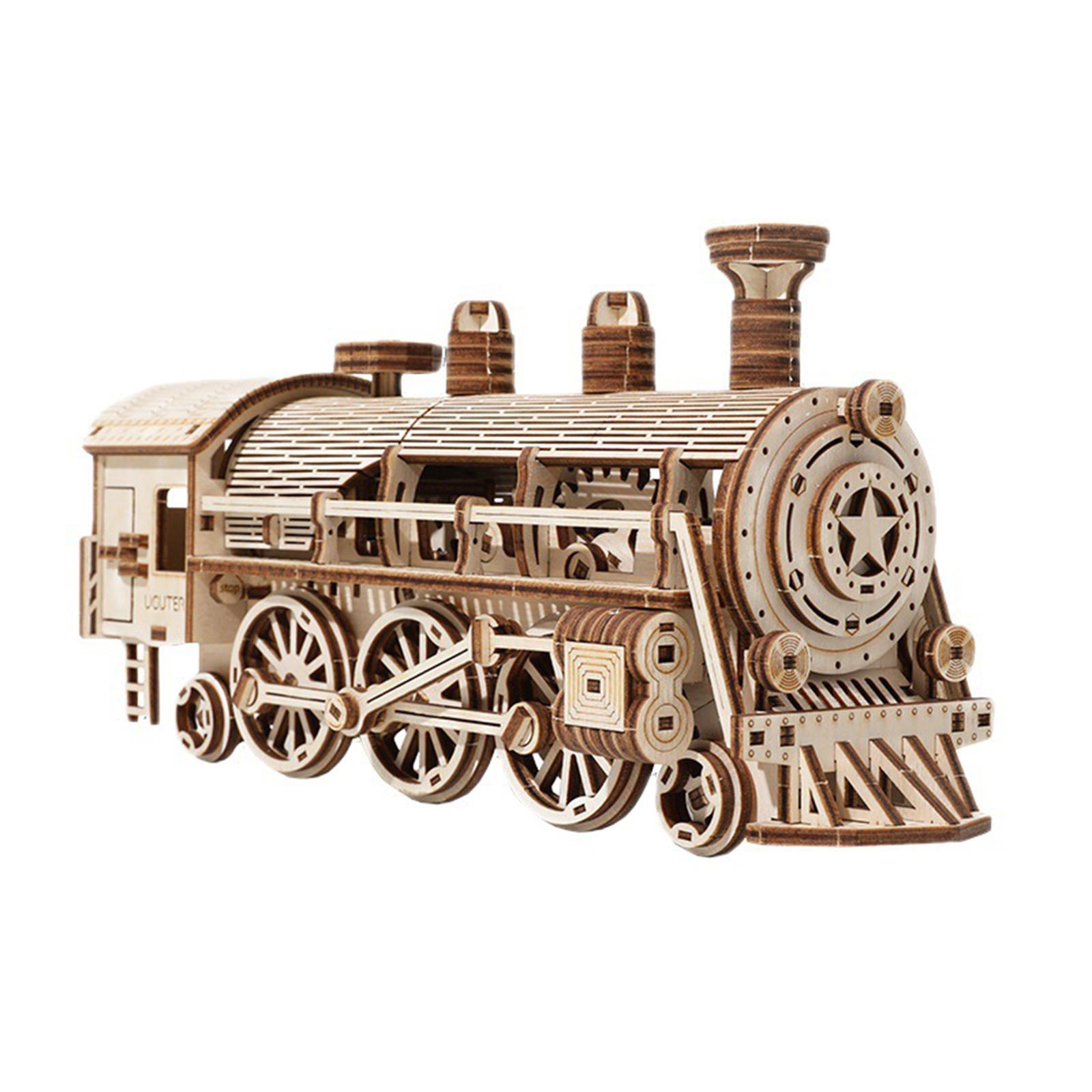 

Wooden Steam Train 3D Puzzle Mechanical Model Kit Adult DIY Assembly High Difficulty Educational Building Block Toy One Size
