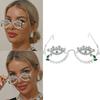 Fashionable No Lens Metal Eyewear Frame with Rhinestones Decorations Decorative Eyewear for Photoshoots
