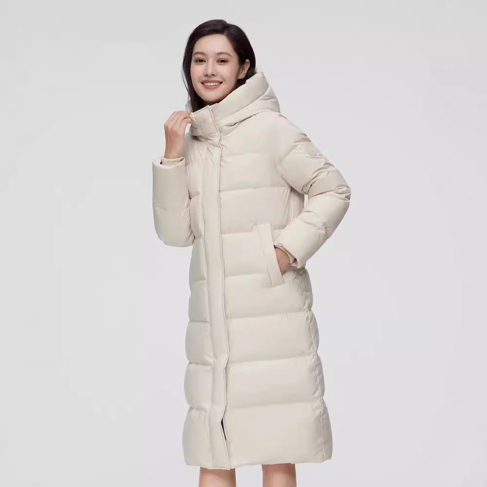 New duck down fashion anti-season thin knee long hooded thickened jacket Pinghu down jacket women