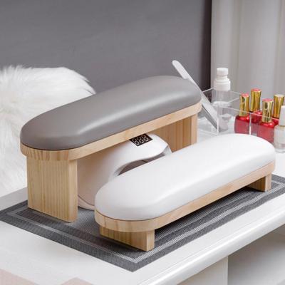 Nail Art Hand Rest Wood Stand Soft Sponge Filling Solid Color Faux Leather Wrist Support Professional Manicure Stand