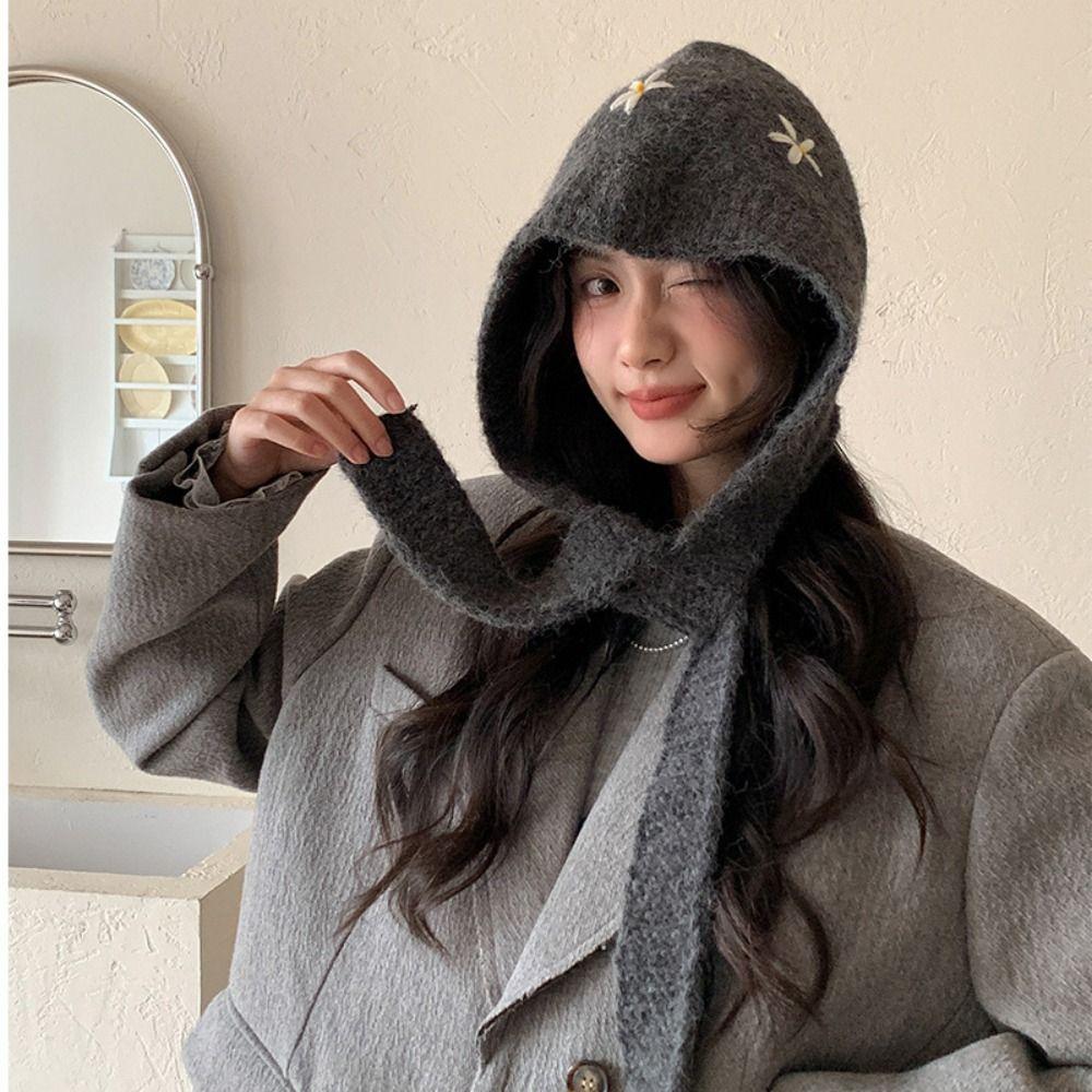 Beanie Flower Balaclava Hat Cute Knitted Hat Creative Ear Protection Hat Female/Girls