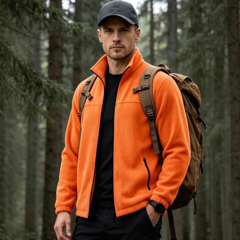 Men S Fleece Zip Stand Collar Jacket Outdoor Warm Plus Size
