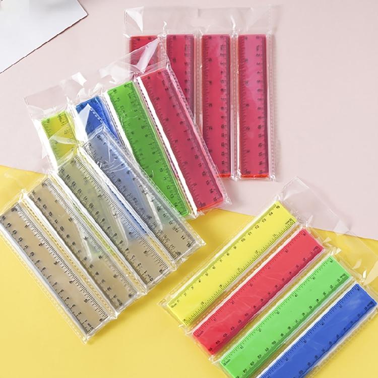 4Pcs Measuring Ruler Tool with Inches Centimeters for Classroom Home Office Colorful Ruler Plastic Ruler Straight Clear