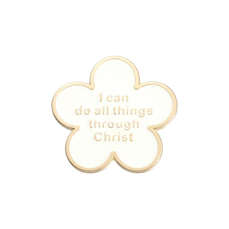 

Шикарная брошь в виде цветка с белой буквой из сплава для повседневных и модных аксессуаров