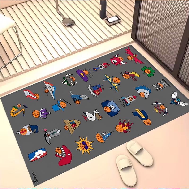 NBA basketball Print Rug, Washable Floor Carpet, For Entryway Dorm Laundry Room Office Study, Home Decor Birthday Christmas Gift