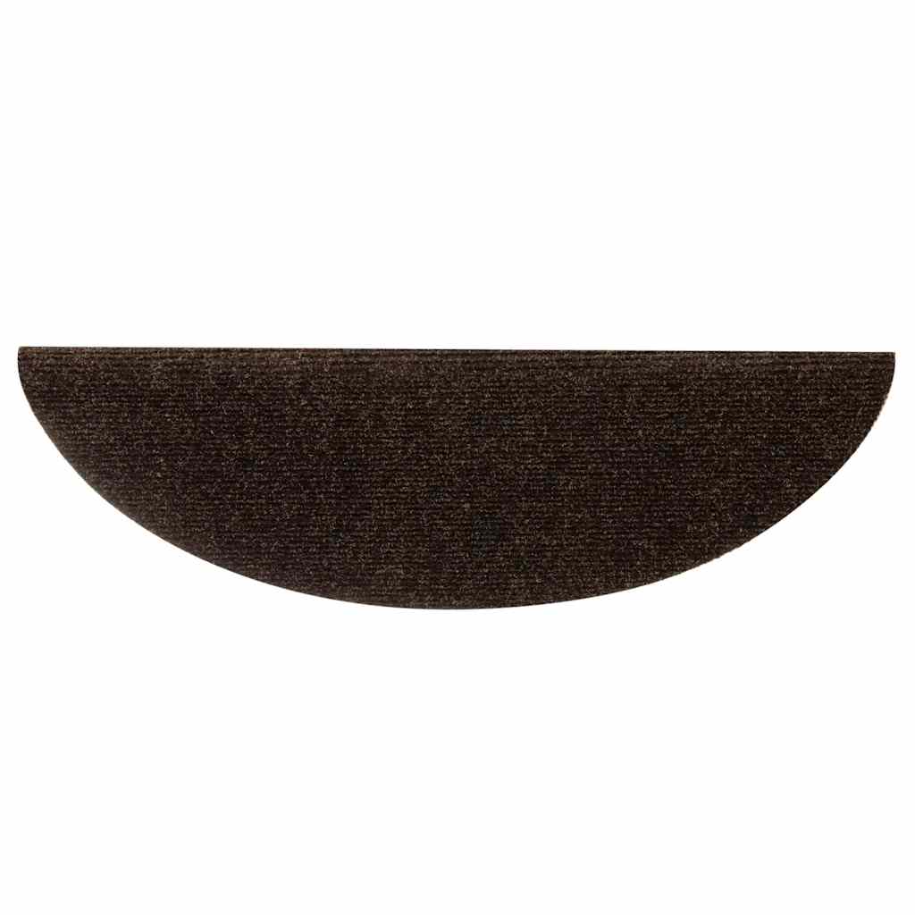 Self Adhesive Stair Treads 5 pcs 56 x 17 x 3 cm Brown Semi Round