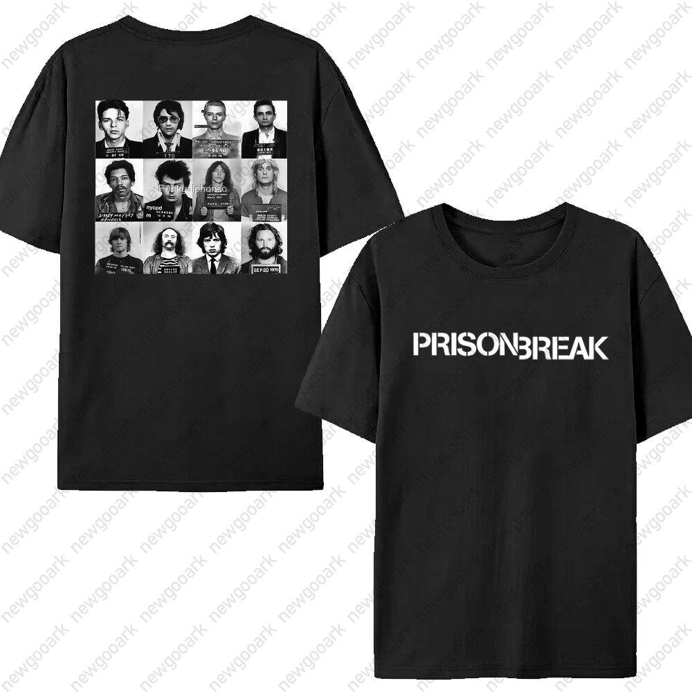 Intage T Shirt Black and White Michael Scofield Simple Cotton T Shirts Prison Break Tshirt for Male Summer Y2K Casual Top Tees