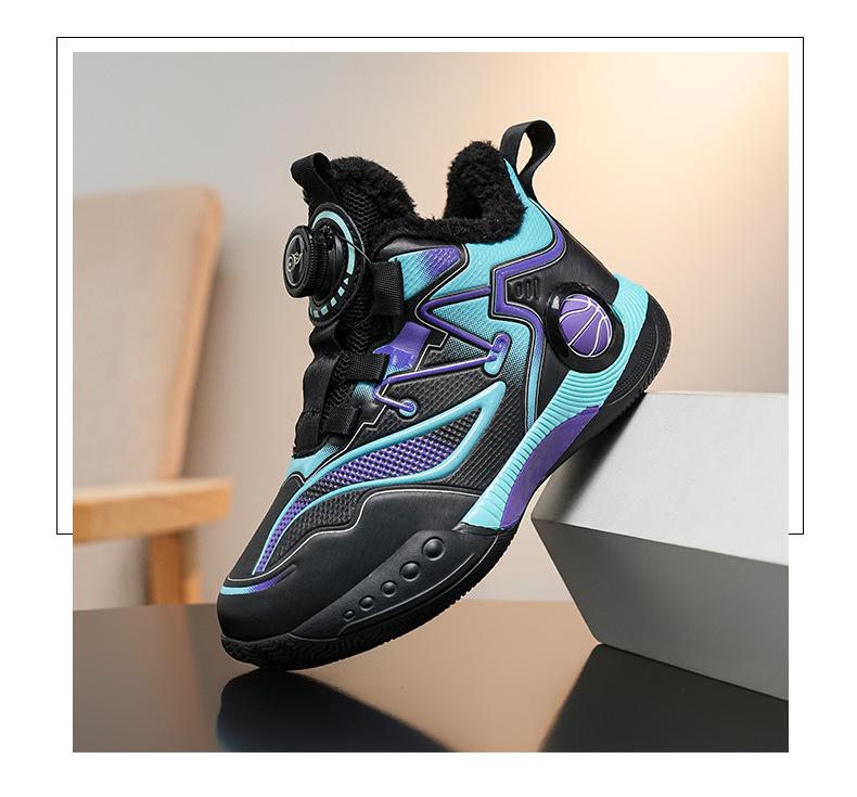 Winter 2025 Boys' Basketball Shoes: New Velvety Warm, Non-Slip Leather Sports Shoes for Kids