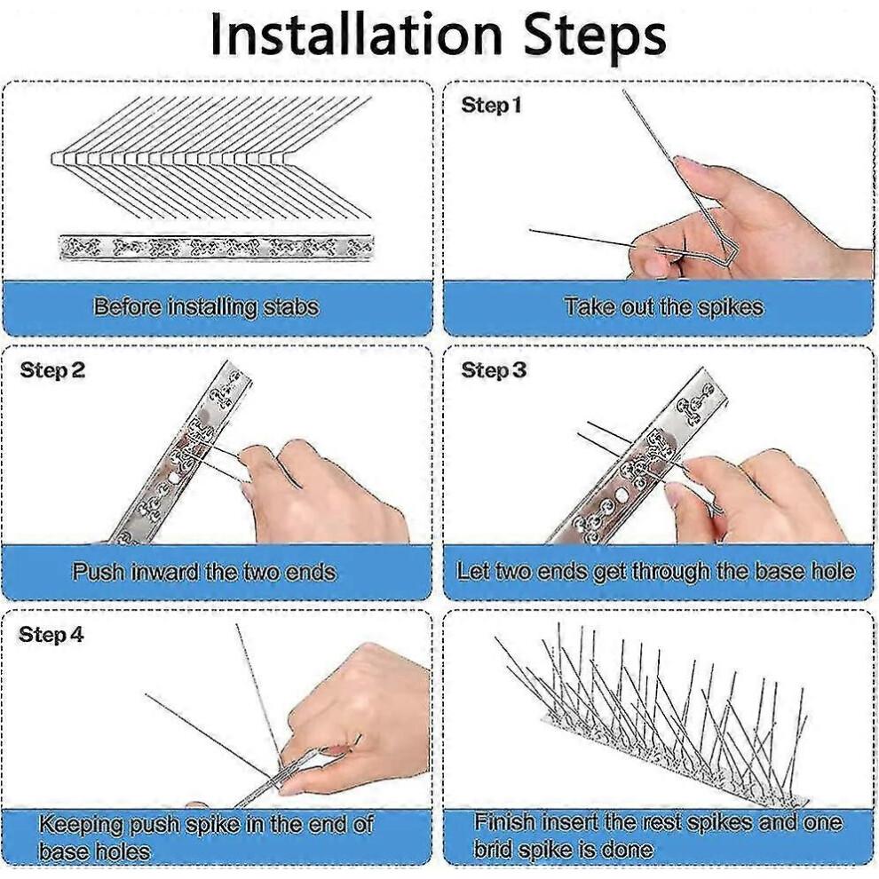 Stainless Steel Bird Spikes - 4 Pack - Anti-pigeon Repellent for Balcony Roofs & Windows