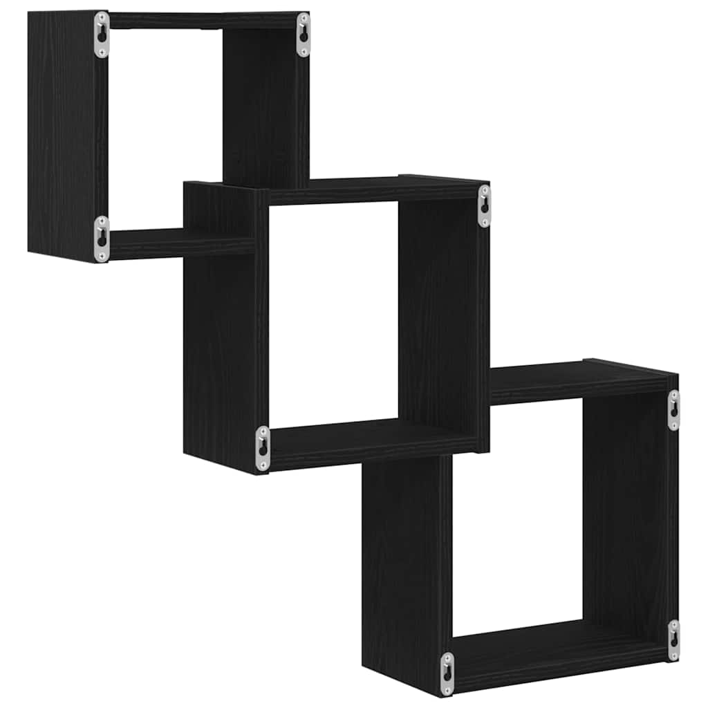 Cube Shelving Unit Black Oak Effect 68 x 15 x 68 cm Engineered Wood