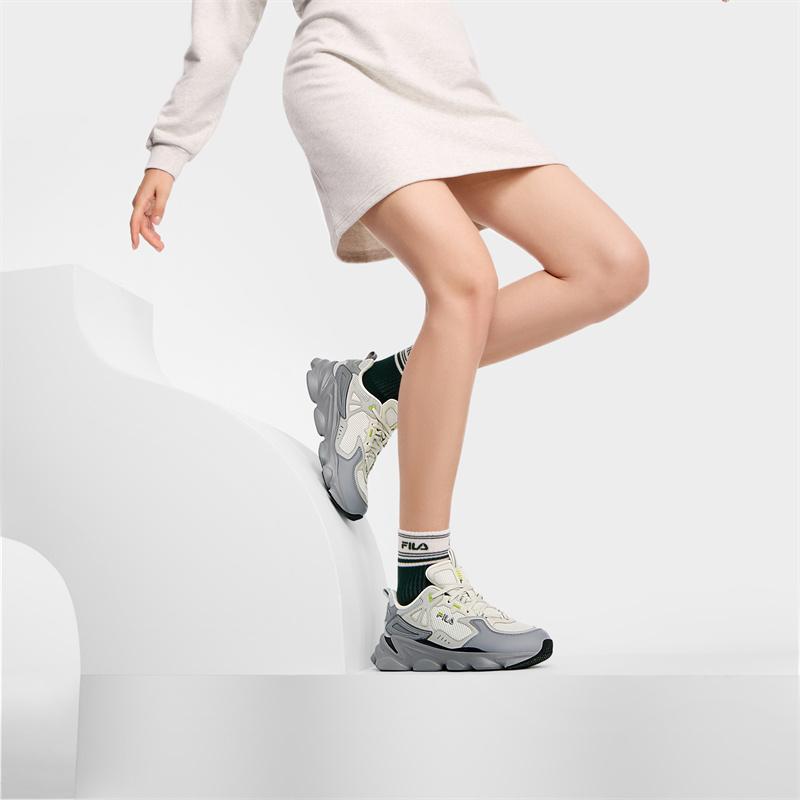 Fila Retro Series Thick Sole Minimalist Low Top Casual Shoes Women Sneaker Fog-Gray Alloy-Gray F12W422111FVV