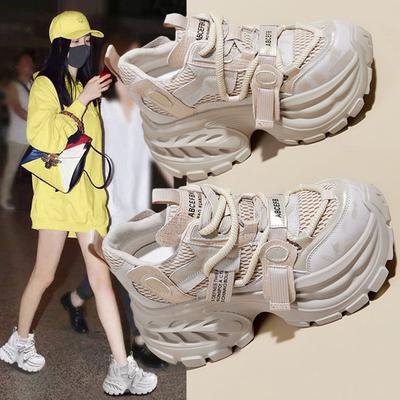Dikkezool 'dad shoes' dames nieuwe fluwelen warme hoge schoenen poolkleur en verhoog de binnenzoolhoogte