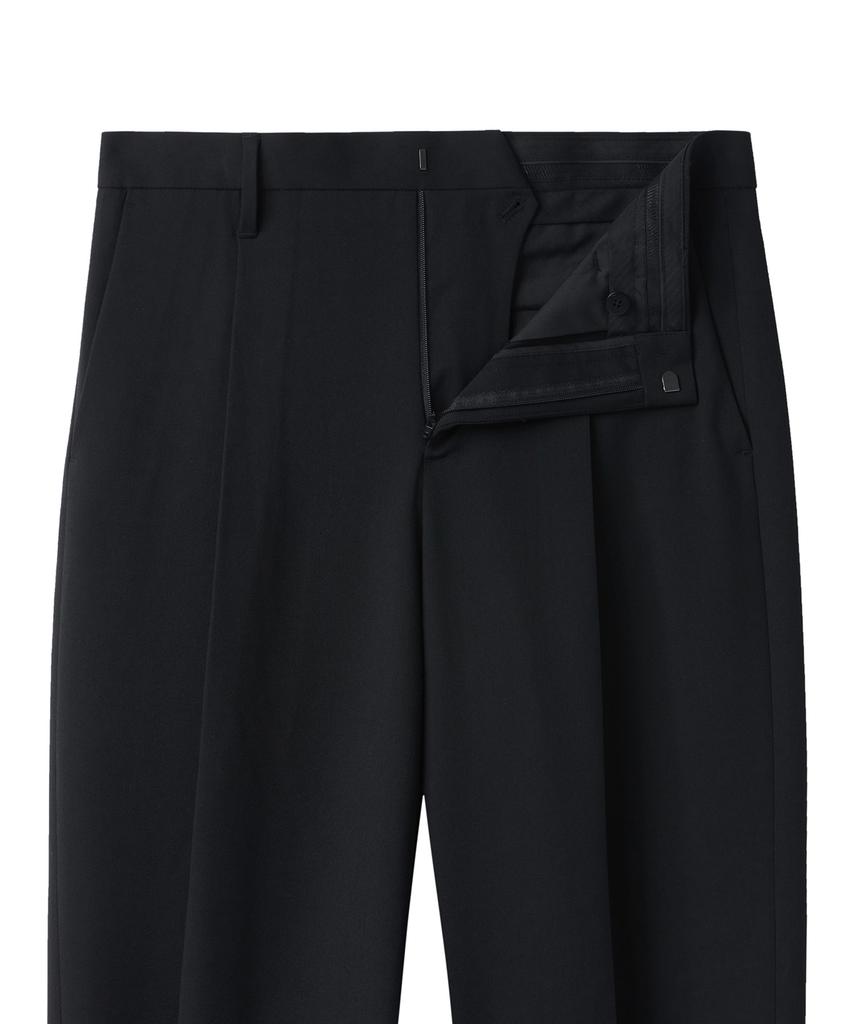 MUSINSA STANDARD Narrow Belt One-Pleat Wide Slacks [Black]