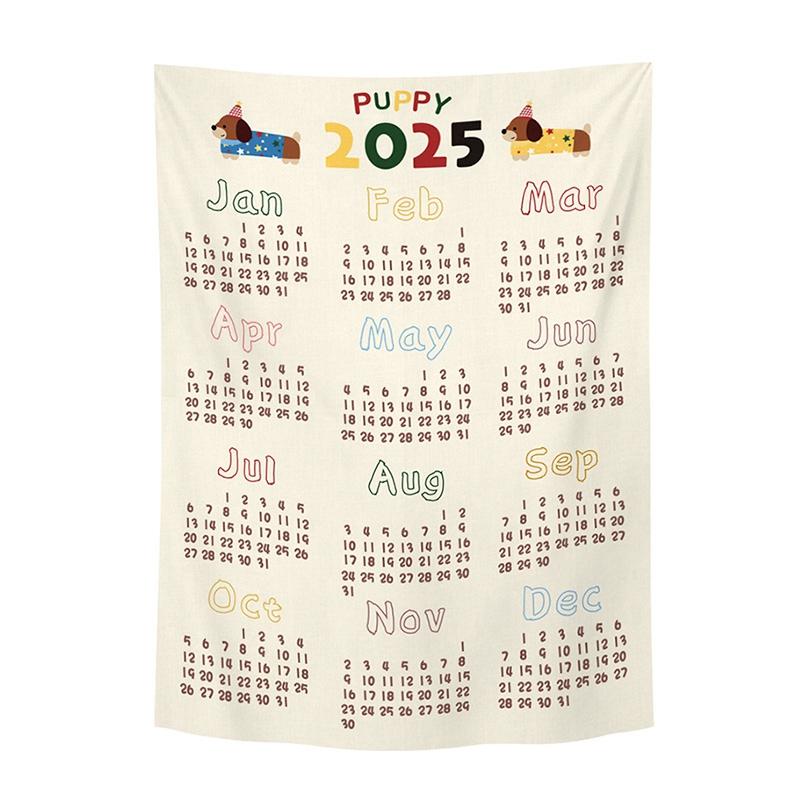 Calendar de Anul Nou acasă agățat pânză Anul Nou 2025 calendar perete fundal tapiserie foto agățat pânză decorare casă