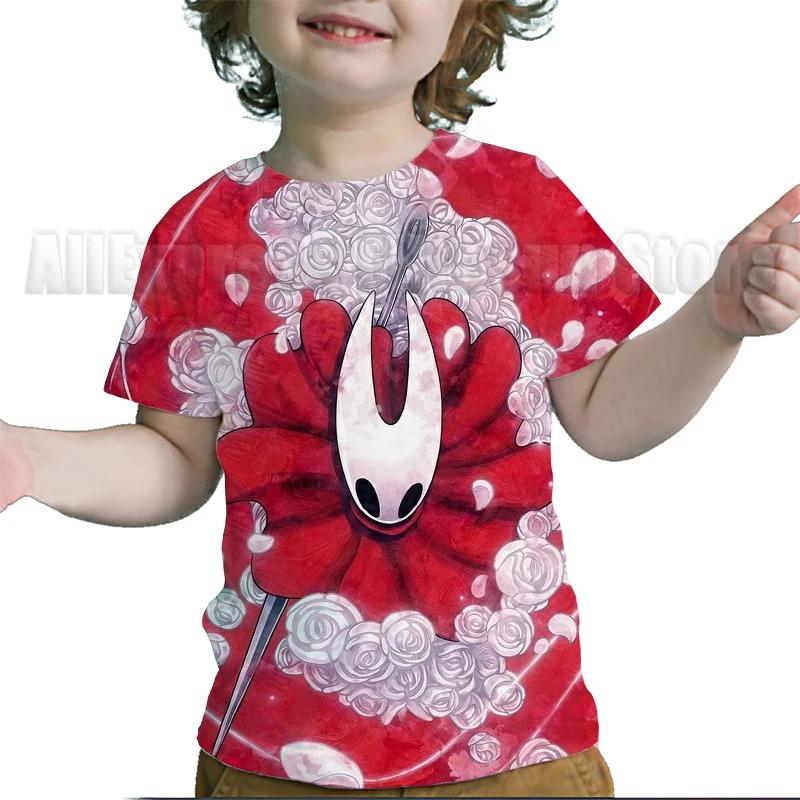 Kids Hollow Knight Silksong T-shirts Fridge Magnet Boys Girls T Shirts Child Cartoon Tshirt Camiseta Summer Toddler Tee Costume