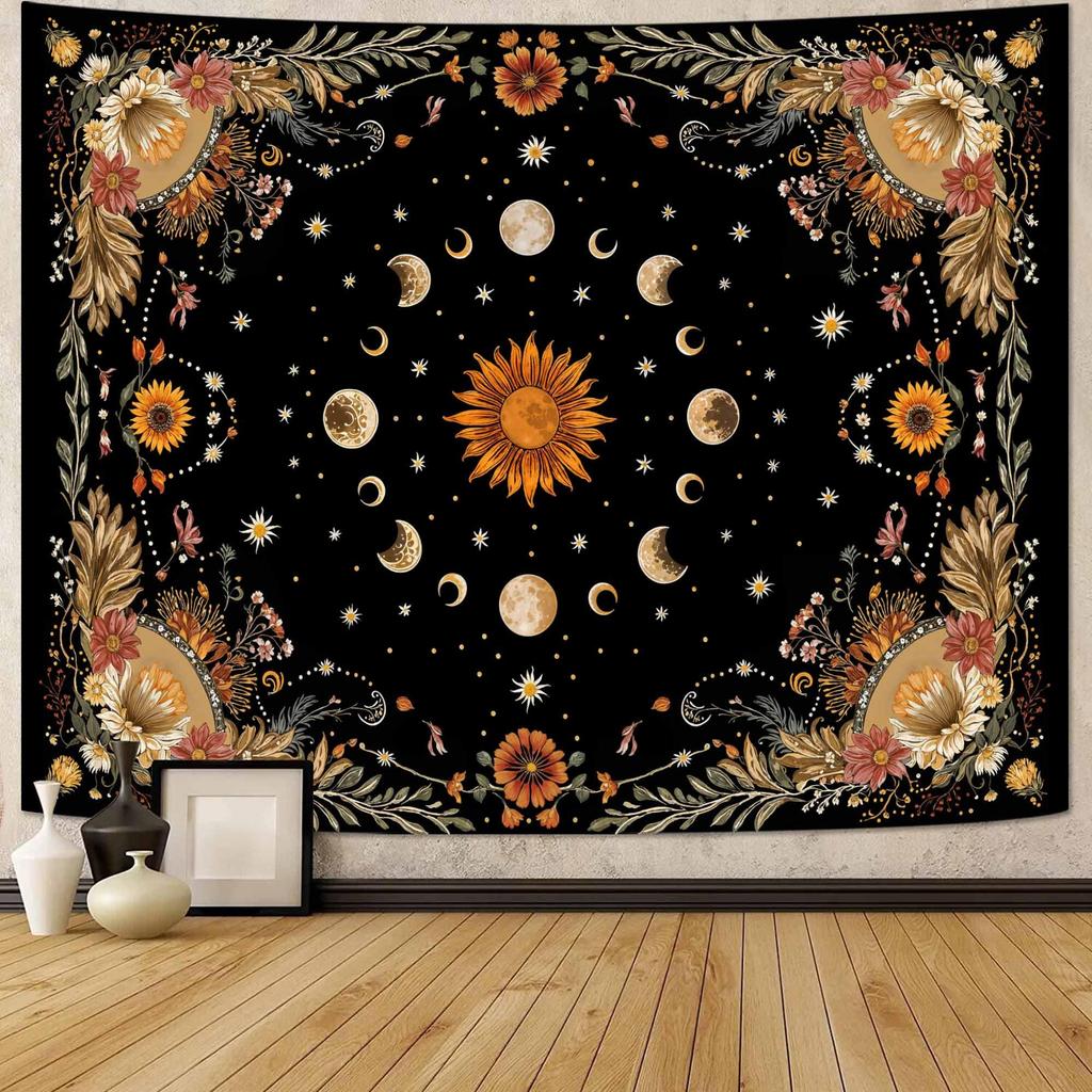 Tapestry Vintage Celestial Sun Moon Tapestries Starry Sky Wall Hanging Mystical Astrology Line Art Decor Bedroom Dormitory