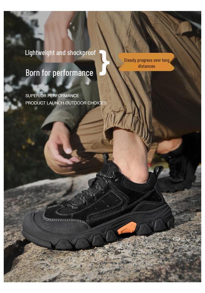 Men's Low-Top Hiking Shoes with Non-Slip Toe Cap, Thick Soft Sole, and Lace-Up Design – Ideal for Outdoor Casual Wear.