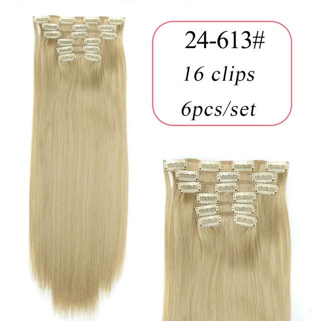 

LISI HAIR 24 дюйма 16 заколок для наращивания волос Длинная прямая прическа Синтетические светлые черные шиньоны Термостойкие накладные волосы для женщин