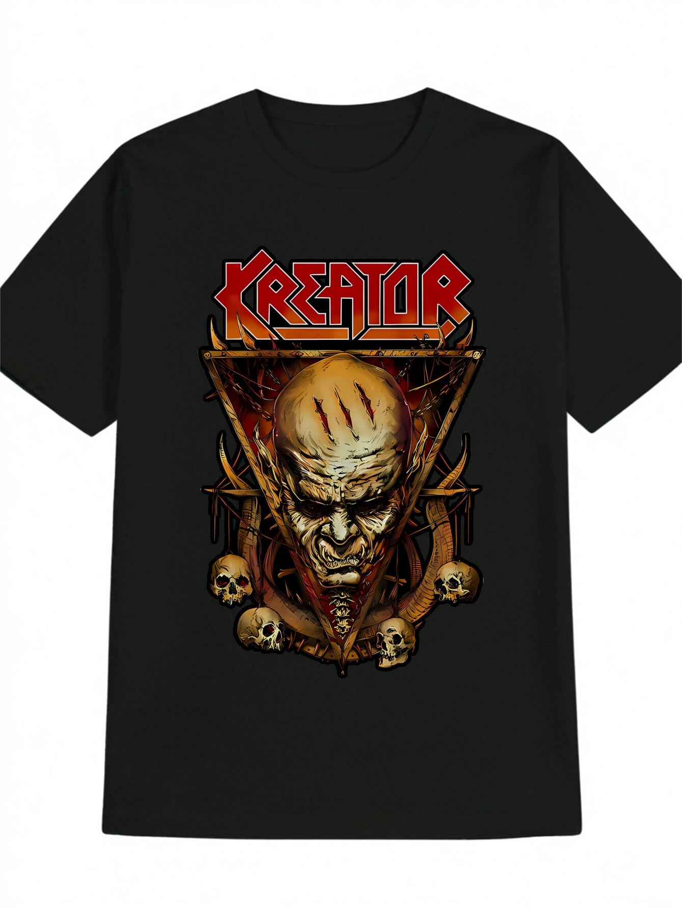 Skull Graphic T-shirt - Casual Crew Neck XXL