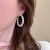 Light luxury fashion silver needle hand-woven pearl earrings women's temperament earrings versatile beaded earrings