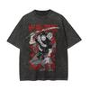 Camiseta Anime Jujutsu Kaisen Itadori Yuji Destello Negro Lavada Oversize Camiseta Hombre Mujer Ropa Manga Corta Algodón Camisetas Tops