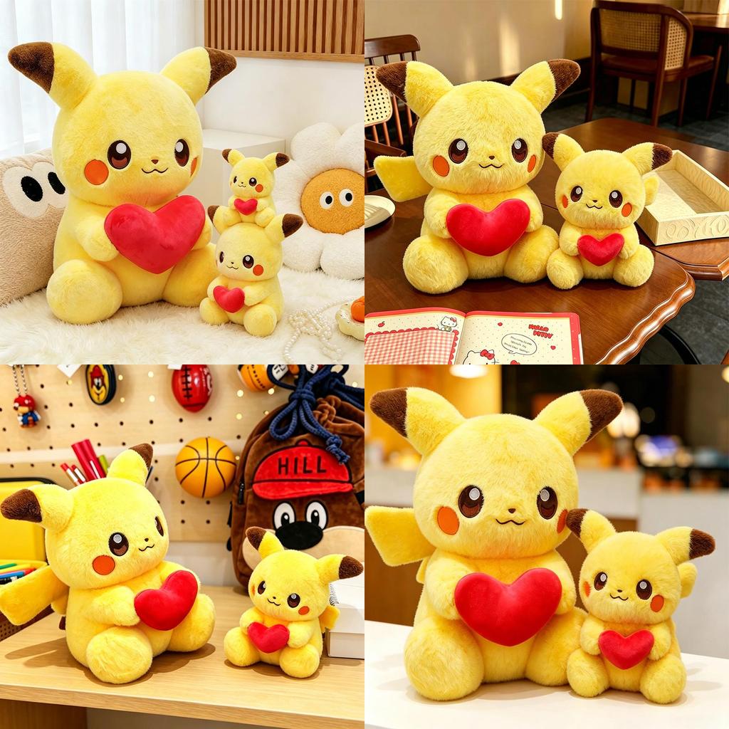 Loving Heart Pikachu Plush Doll Kids Cute Toy Gift For Children And Girls