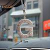 Bling Car Letter Charm Faux Crystal Letter Pendant Car Rear View Mirror Hanging Rhinestone Alphabet Ornament for Car Tree Accessory