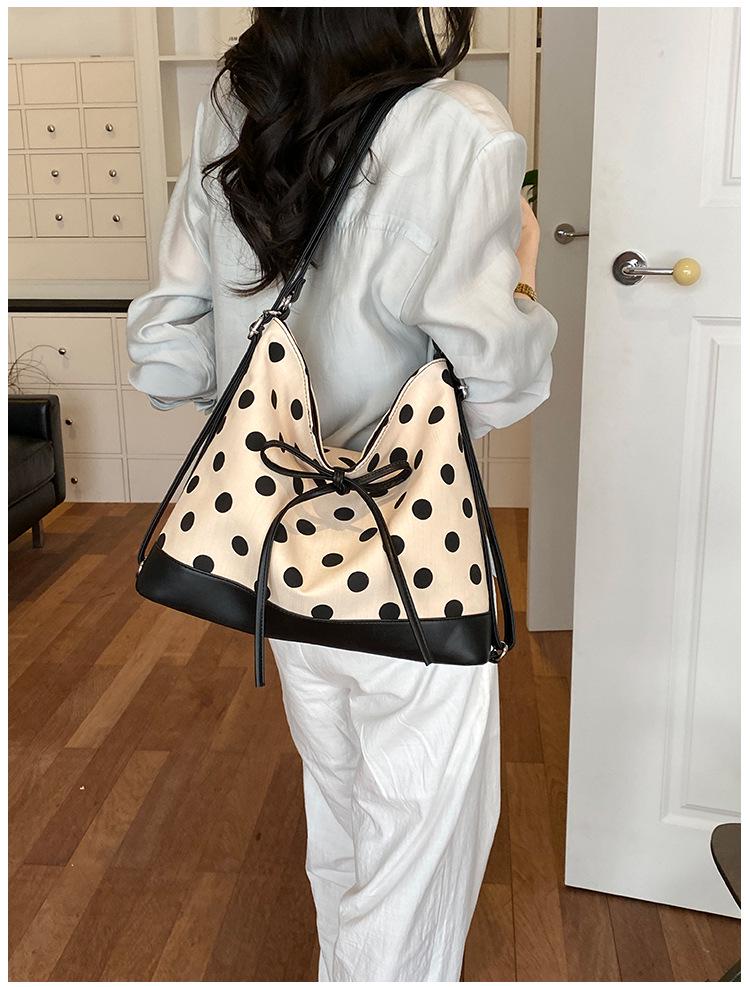 2026 New Style Women's Polka Dot Canvas Tote Bag - High-End Summer Commuting Accessory