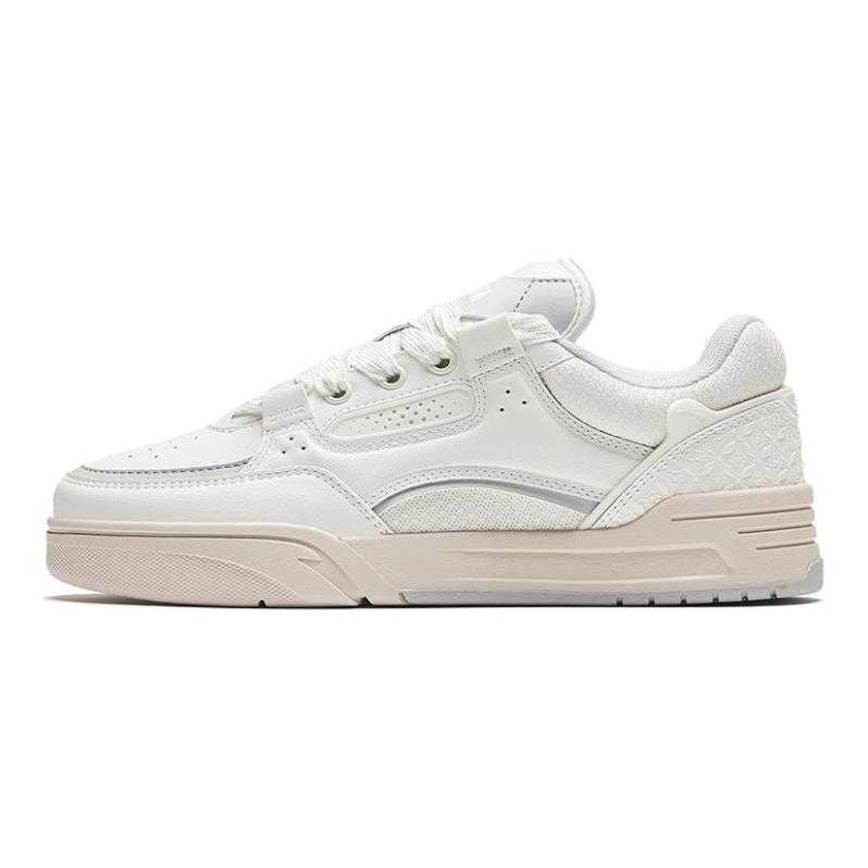 Anta Oscar Puffy Shoes Low Top Skateboard Shoes Women's Ivory White 922348040-2