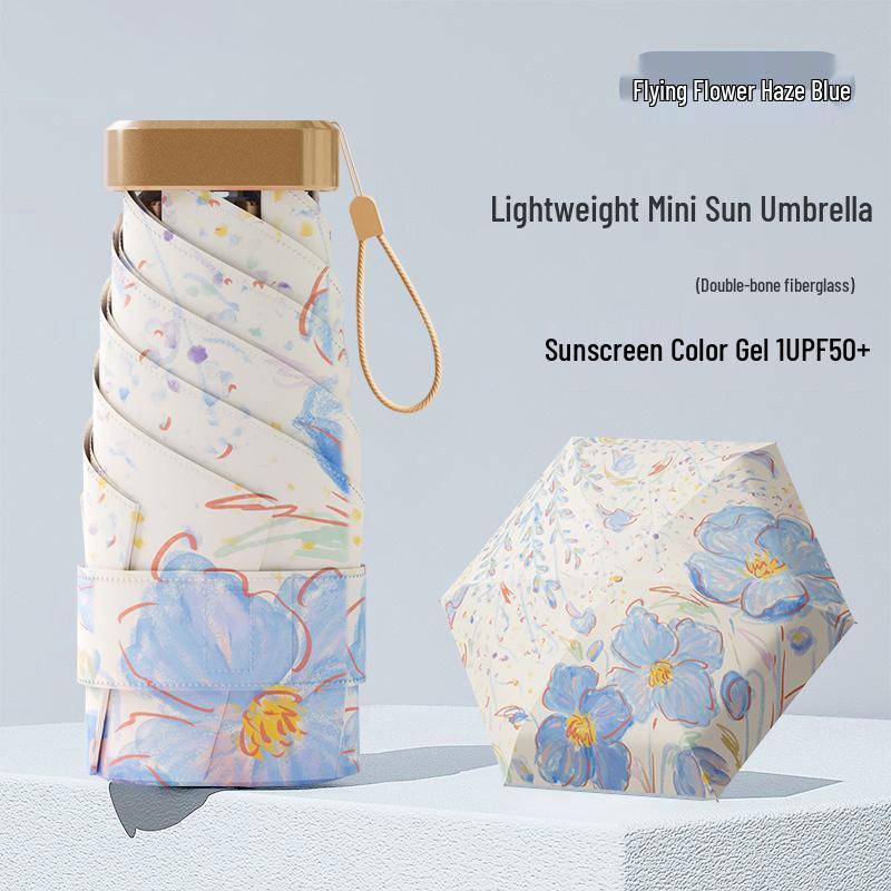 Women's Mini Anti-UV Sunshade Umbrella - Portable, Dual-Use for Sunny & Rainy Days
