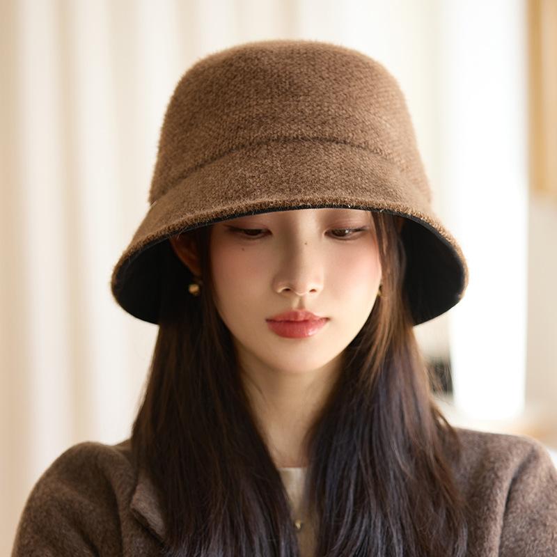 Women's Autumn and Winter Retro Versatile Windproof and Warm Fisherman's Hat Japanese Outdoor Leisure Big Head Circumference Face Small Basin Hat