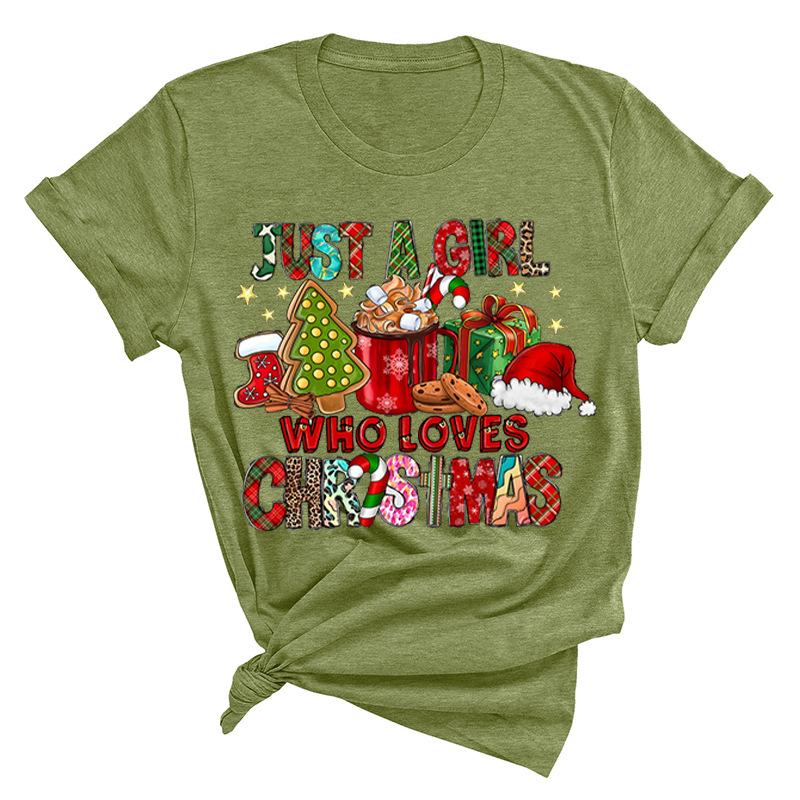 Christmas Printed Fashionable Women's T-shirt Christmas Trend Pure Cotton Casual Sportswear T-Shirts Women’s