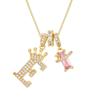 Copper Zirconia Letter Necklace with Gold-Plated Crown Pendant – Fashionable 26-Letter Accessory