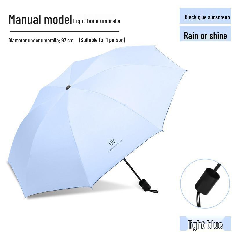 Customizable Three-Fold Umbrella with UV Protection: Black Glue Sunshade for Rain or Shine