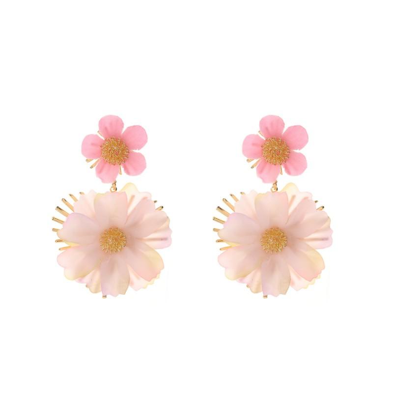 Dopamine Statement Earrings Women Bold Floral Design Ocean Vacation Style Electroplated Iron Multi-Color Options