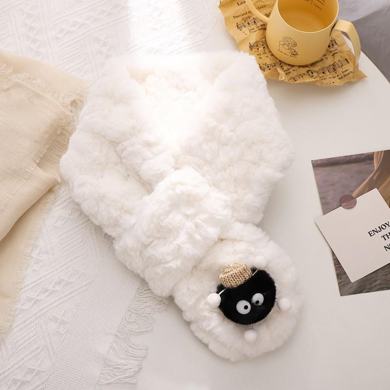 Soft Fleece Scarf Winter Warmth Cartoon Print Unisex Neck Wrap Cozy Comfortable Breathable Fashion Accessory