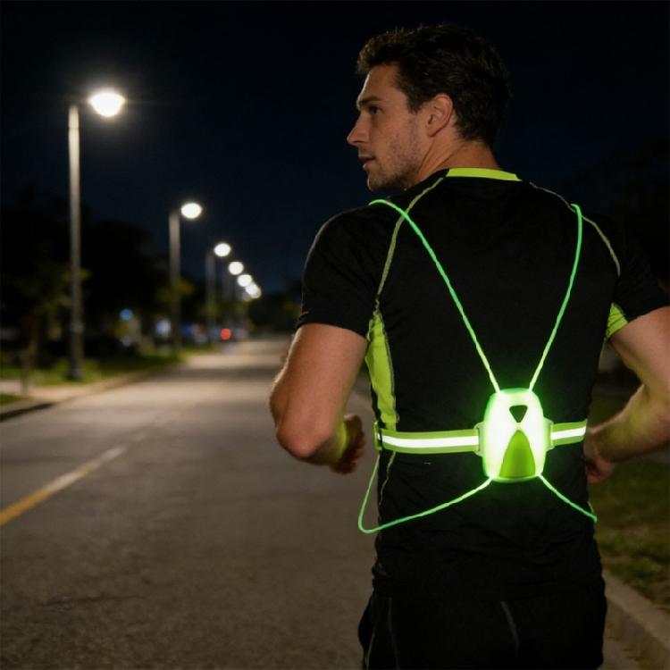Practical Night Running Vest with Adjustable Front Light and Multiple Color Rechargeable Light Suitable for Safety